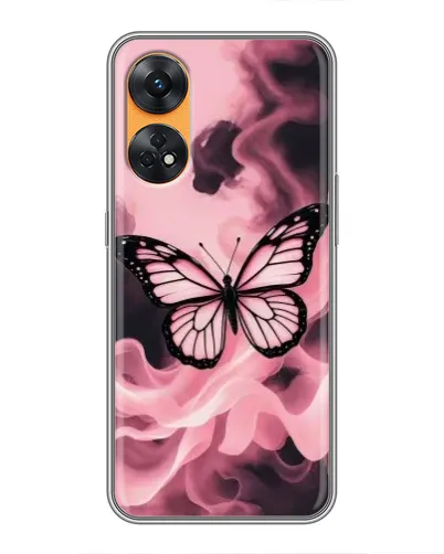 Чехол для OPPO Reno 8T с картинкой «Бабочка в дыму»