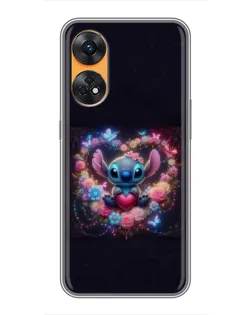 Чехол для OPPO Reno 8T с картинкой «Stitch в цветах» Чехол для OPPO Reno 8T с картинкой «Stitch в цветах»