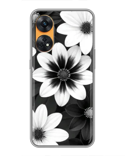 Чехол для OPPO Reno 8T с картинкой «Монохромные астры»