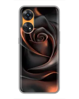Чехол для OPPO Reno 8T с картинкой «Шелковая черная роза»