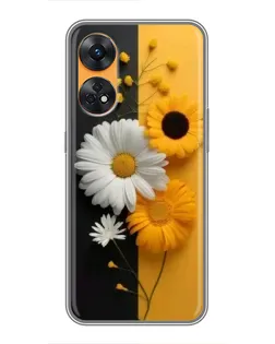 Чехол для OPPO Reno 8T с картинкой «Подсолнух и ромашка»
