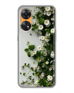 Чехол для OPPO Reno 8T с картинкой «Ветка мелких белых цветов»