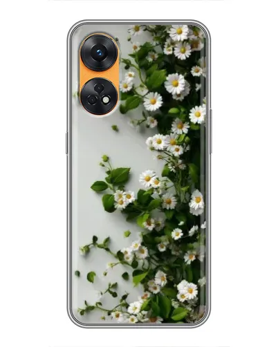 Чехол для OPPO Reno 8T с картинкой «Ветка мелких белых цветов»