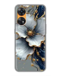 Чехол для OPPO Reno 8T с картинкой «Белый цветок и золотой флюид»