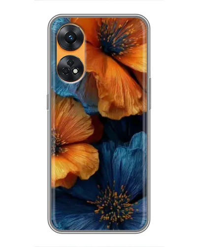 Чехол для OPPO Reno 8T с картинкой «Яркая сине-оранжевая флора» Чехол для OPPO Reno 8T с картинкой «Яркая сине-оранжевая флора»