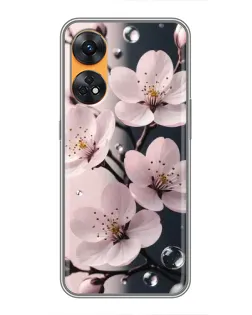 Чехол для OPPO Reno 8T с картинкой «Нежная сакура и капли»
