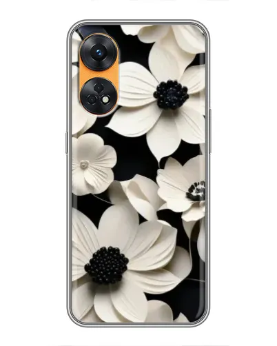 Чехол для OPPO Reno 8T с картинкой «Объемные белые цветы»