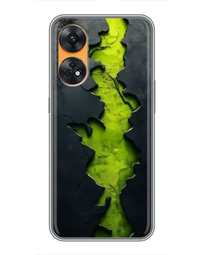 Чехол для OPPO Reno 8T с картинкой «Салатовый разлом скалы»
