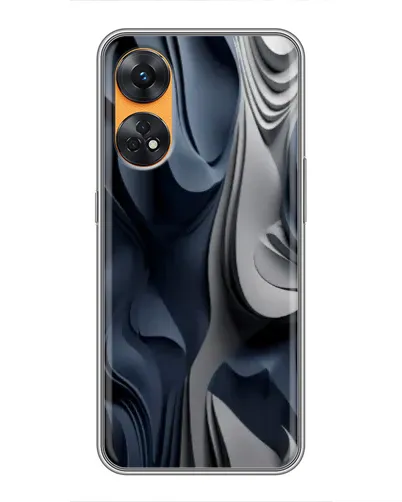 Чехол для OPPO Reno 8T с картинкой «Объемные синие складки»