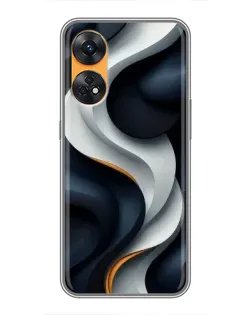 Чехол для OPPO Reno 8T с картинкой «Объемные черно-белые ленты» Чехол для OPPO Reno 8T с картинкой «Объемные черно-белые ленты»