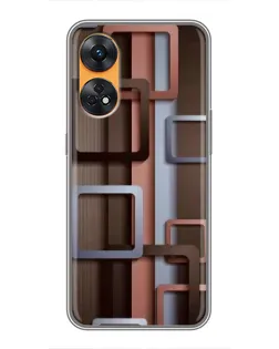 Чехол для OPPO Reno 8T с картинкой «Коричневые объемные квадраты» Чехол для OPPO Reno 8T с картинкой «Коричневые объемные квадраты»