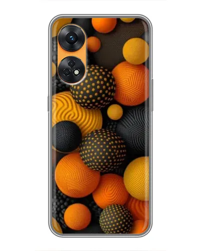 Чехол для OPPO Reno 8T с картинкой «Объемные оранжевые сферы»