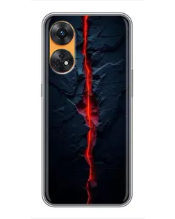 Чехол для OPPO Reno 8T с картинкой «Kрасная лавовая трещина»