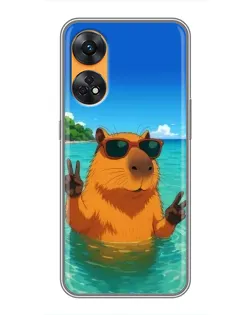 Чехол для OPPO Reno 8T с картинкой «Морская капибара»