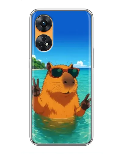 Чехол для OPPO Reno 8T с картинкой «Морская капибара»