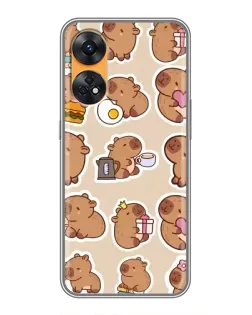 Чехол для OPPO Reno 8T с картинкой «Капибары паттерн»