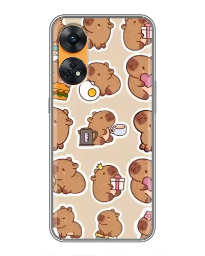 Чехол для OPPO Reno 8T с картинкой «Капибары паттерн»