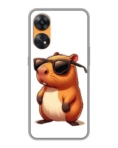 Чехол для OPPO Reno 8T с картинкой «Капибара в очках»