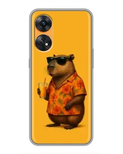 Чехол для OPPO Reno 8T с картинкой «Капибара на отдыхе»