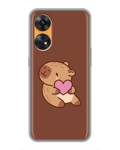 Чехол для OPPO Reno 8T с картинкой «Капибара с сердцем»