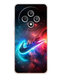 Чехол для OPPO Reno12 F с картинкой «Огненный логотип Nike»