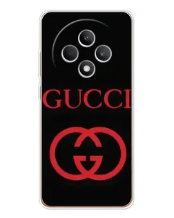 Чехол для OPPO Reno12 F с картинкой «Gucci — красный логотип»
