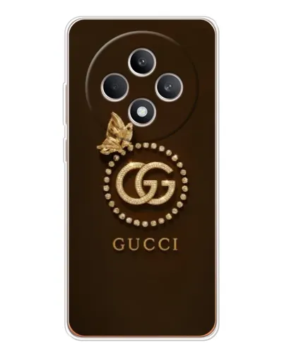 Чехол для OPPO Reno12 F с картинкой «Gucci — золотая бабочка»