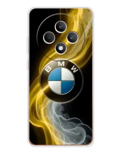 Чехол для OPPO Reno12 F с картинкой «Золотистый дым BMW»