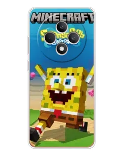 Чехол для OPPO Reno12 F с картинкой «Губка Боб Minecraft»