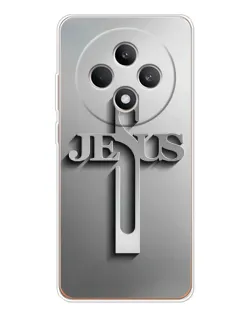 Чехол для OPPO Reno12 F с картинкой «Металлический крест Jesus»