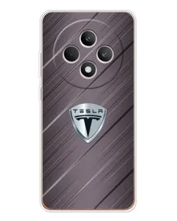 Чехол для OPPO Reno12 F с картинкой «Металлическая текстура Tesla»