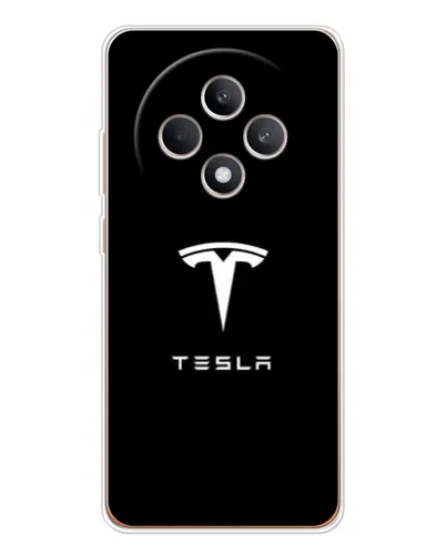 Чехол для OPPO Reno12 F с картинкой «Tesla White Logo»