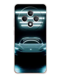 Чехол для OPPO Reno12 F с картинкой «Tesla в неоне»