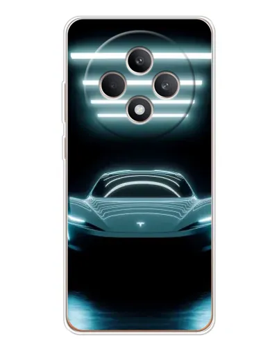 Чехол для OPPO Reno12 F с картинкой «Tesla в неоне»