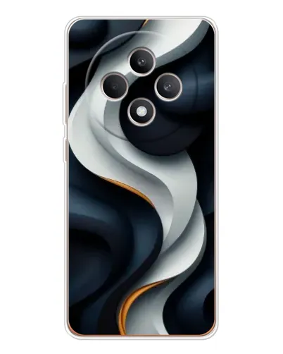 Чехол для OPPO Reno12 F с картинкой «Объемные черно-белые ленты»