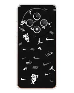 Чехол для OPPO Reno12 FS с картинкой «Nike Black Pattern»