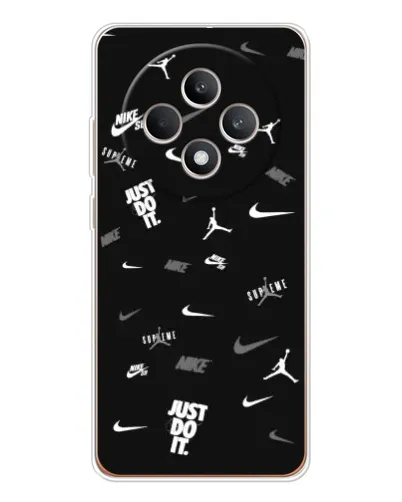Чехол для OPPO Reno12 FS с картинкой «Nike Black Pattern» Чехол для OPPO Reno12 FS с картинкой «Nike Black Pattern»
