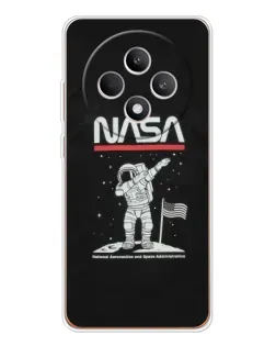 Чехол для OPPO Reno12 FS с картинкой «NASA — шагаем по Луне»