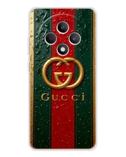 Чохол для OPPO Reno12 FS з картинкою «Gucci — фірмова смуга та золото»