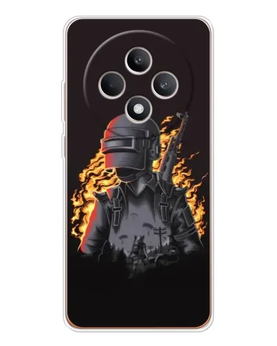 Чехол для OPPO Reno12 FS с картинкой «PUBG — огненный силуэт»