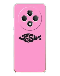 Чехол для OPPO Reno12 FS с картинкой «Розовый символ  Jesus»