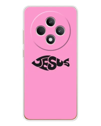 Чехол для OPPO Reno12 FS с картинкой «Розовый символ Jesus» Чехол для OPPO Reno12 FS с картинкой «Розовый символ Jesus»
