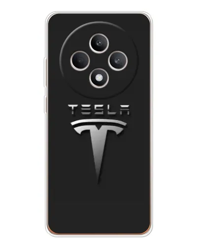 Чехол для OPPO Reno12 FS с картинкой «Стальной логотип Tesla»