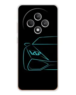Чехол для OPPO Reno12 FS с картинкой «Голубой силуэт Lamborghini»