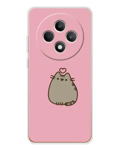 Чехол для OPPO Reno12 FS с картинкой «Pusheen сердце»