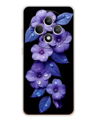 Чехол для OPPO Reno12 FS с картинкой «Фиолетовые цветы с росою»