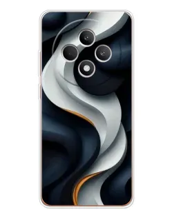 Чехол для OPPO Reno12 FS с картинкой «Объемные черно-белые ленты»
