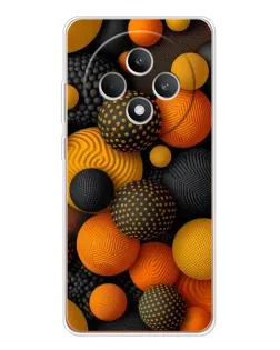 Чехол для OPPO Reno12 FS с картинкой «Объемные оранжевые сферы»