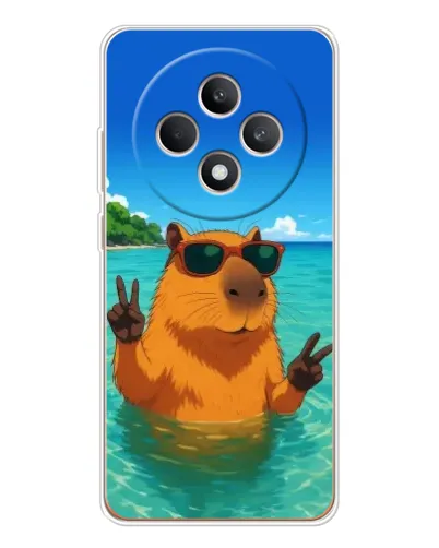 Чехол для OPPO Reno12 FS с картинкой «Морская капибара»