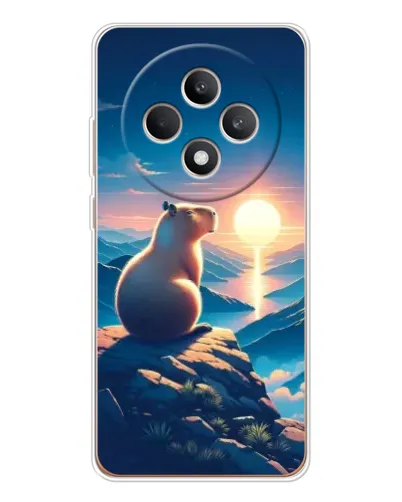 Чехол для OPPO Reno12 FS с картинкой «Закат солнца с капибарой»